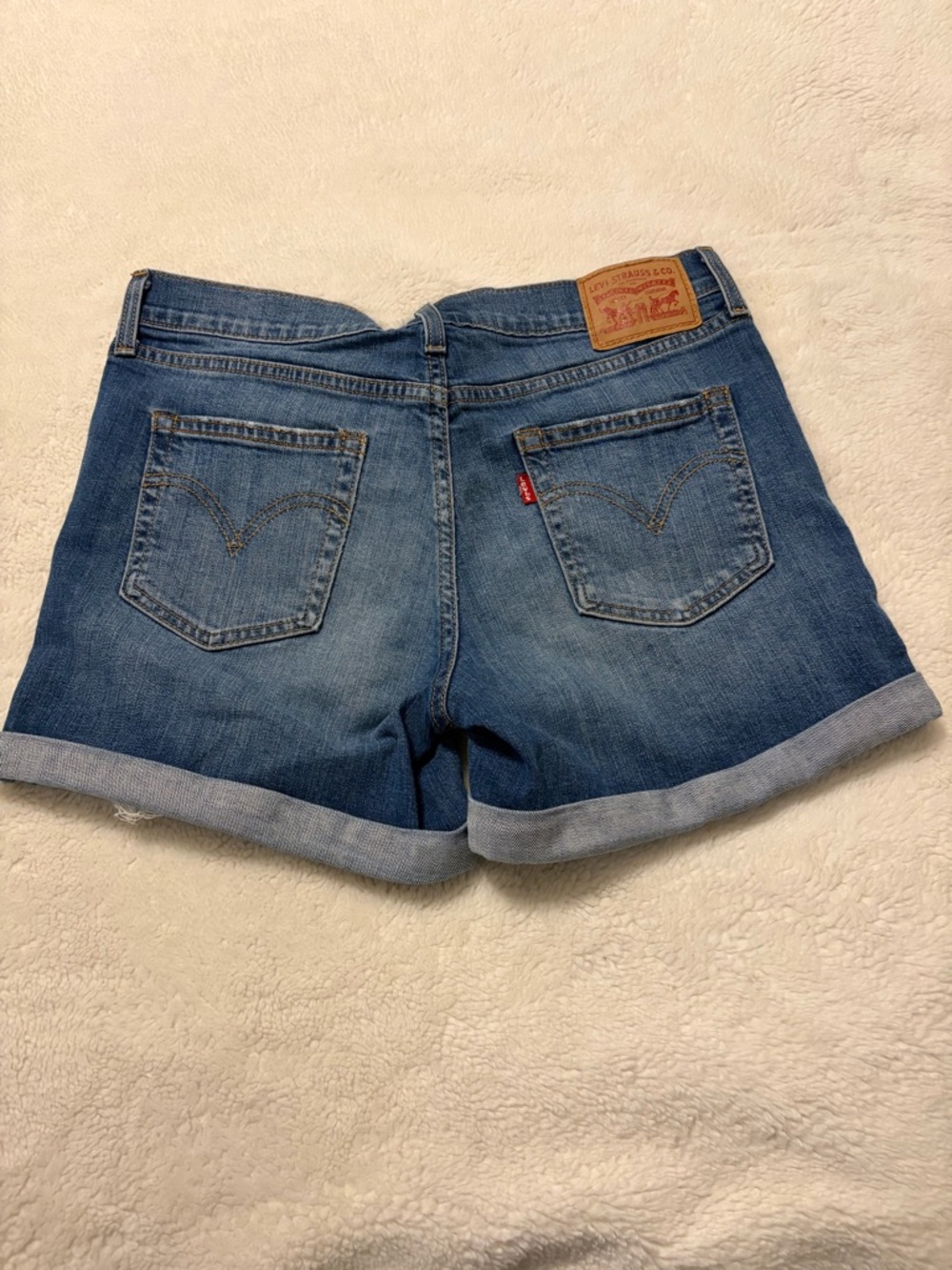 Levi's Medium Blue Rolled-Hem Jean Shorts